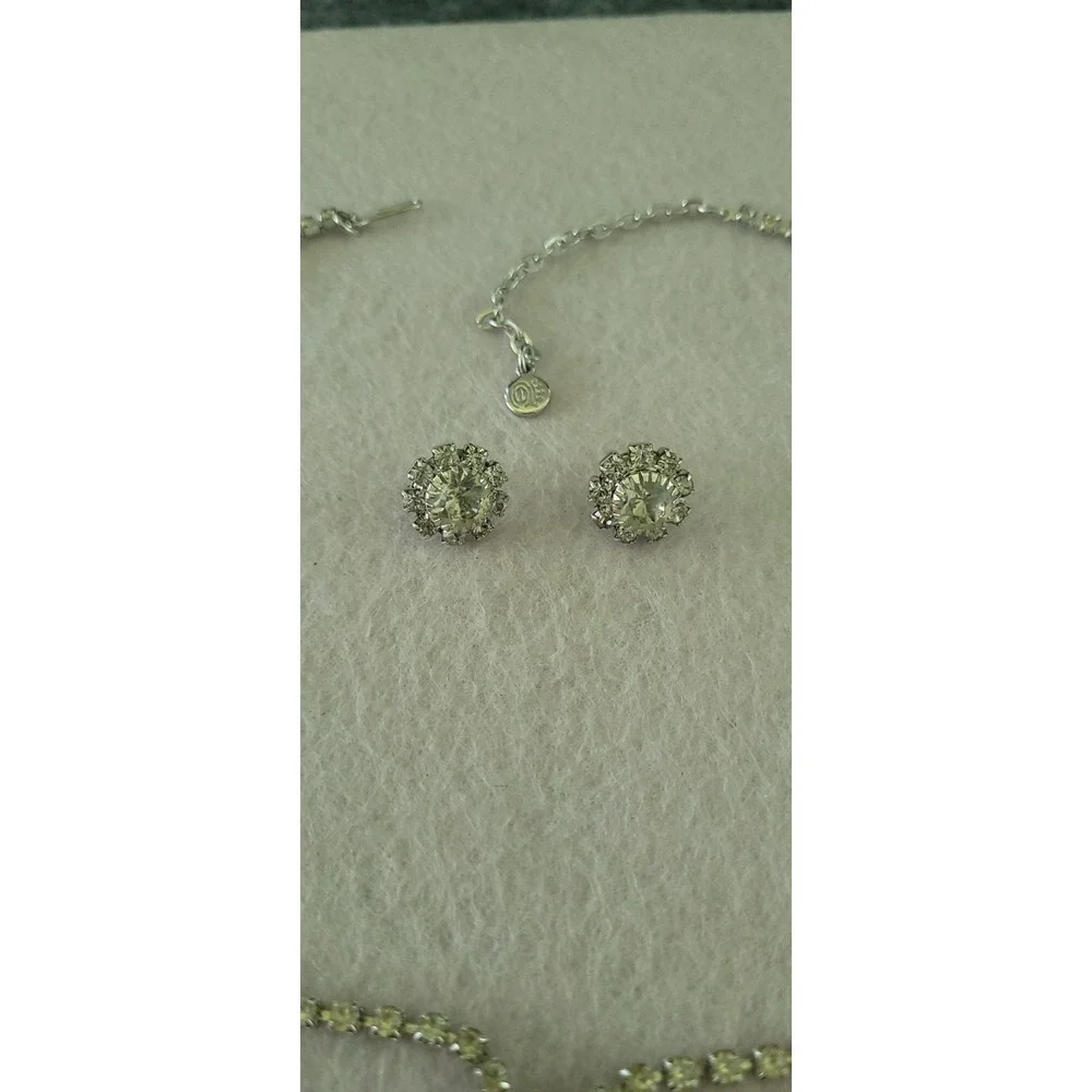 1974 Emmons Crystal Lights Miss America Rhinestone Necklace Earrings Set